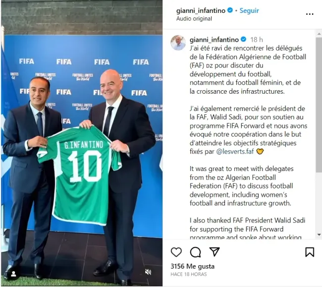 Las pruebas del copy paste de Infantino (Instagram)