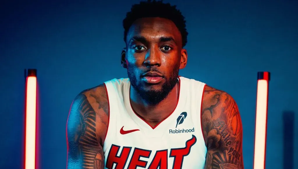 Nassir Little #25 of the Miami Heat poses for a portrait during media day at Kaseya Center on September 30, 2024 in Miami, Florida.