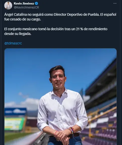 Ángel Catalina no seguirá como Director Deportivo de Puebla
