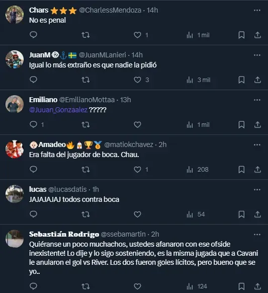 Reacciones de los hinchas (Twitter @lamitadmas1cba).