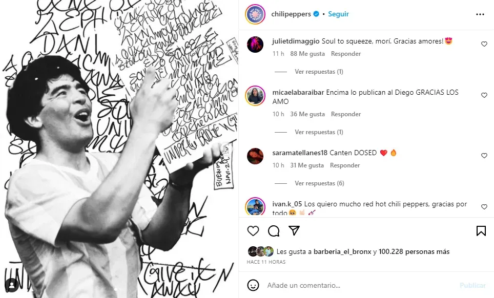 Red Hot Chili Peppers publicó su setlist del primer show en River con imagen del Diego