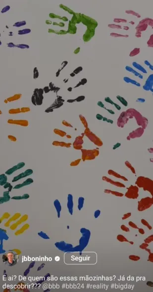 Mãos pintadas dos participantes – Foto: Instagram/Boninho