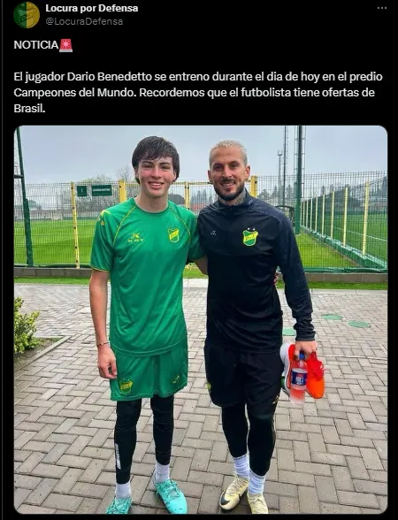 Benedetto se entrenó en Defensa y Justicia.