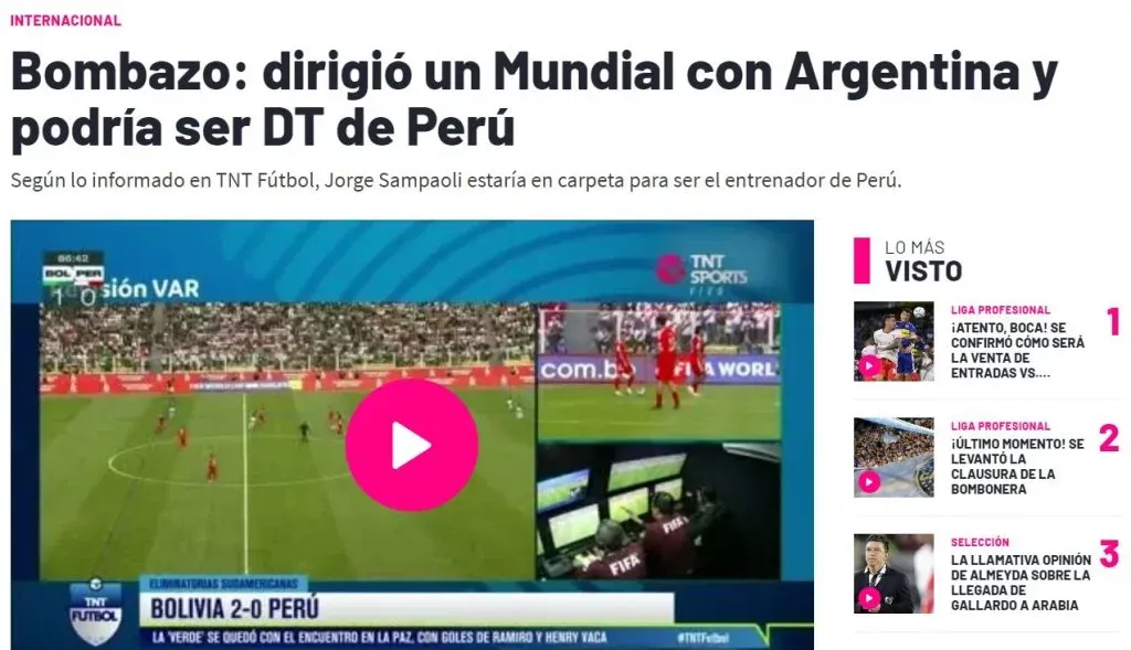 El Hombrecito podría ser el recambio de Juan Reynoso. (Foto: TNT Sports).