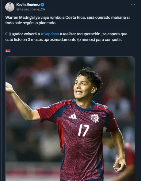 Kevin Jiménez en su cuenta oficial de X.