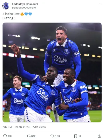 Everton are on a fantastic run since getting a points deduction