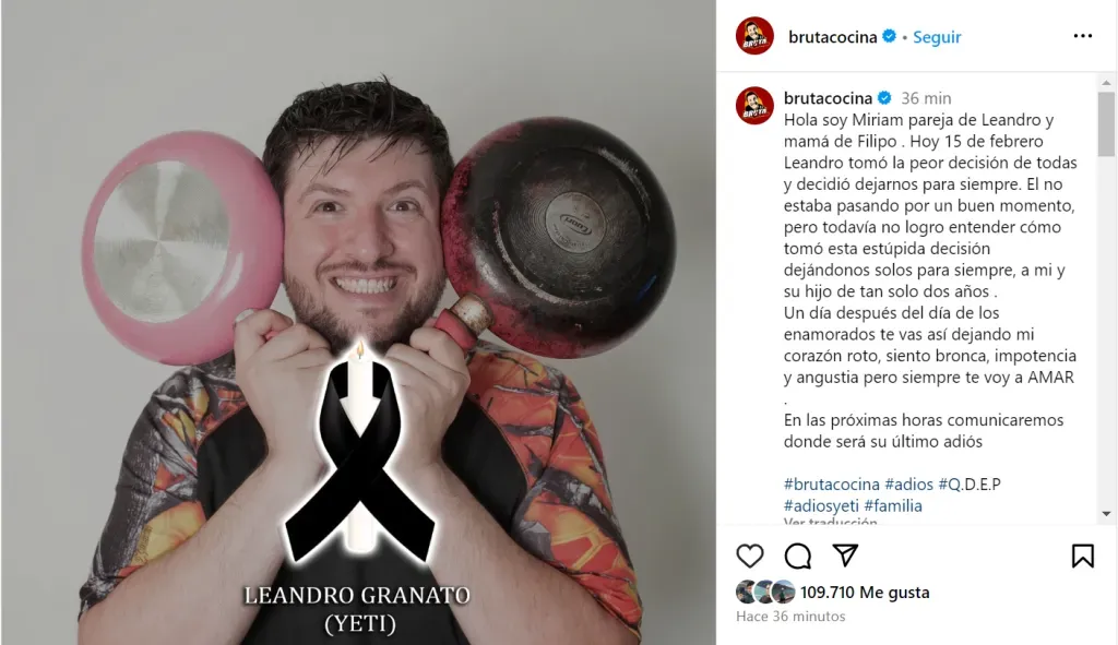 El comunicado de la pareja de Leandro Granato, el primo de Dibu Martínez.