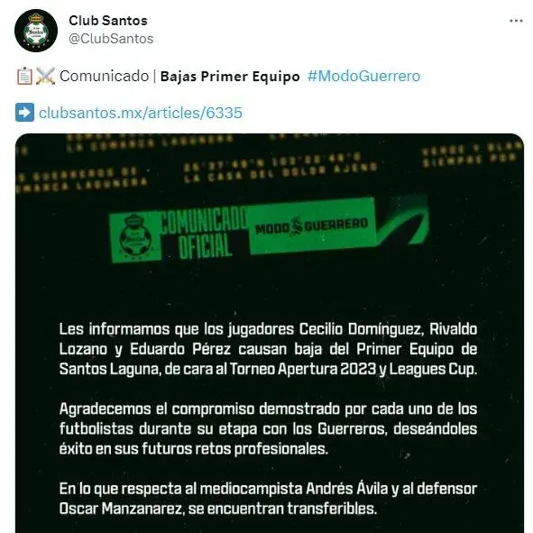 Las abajas de Santos Laguna (@ClubSantos)