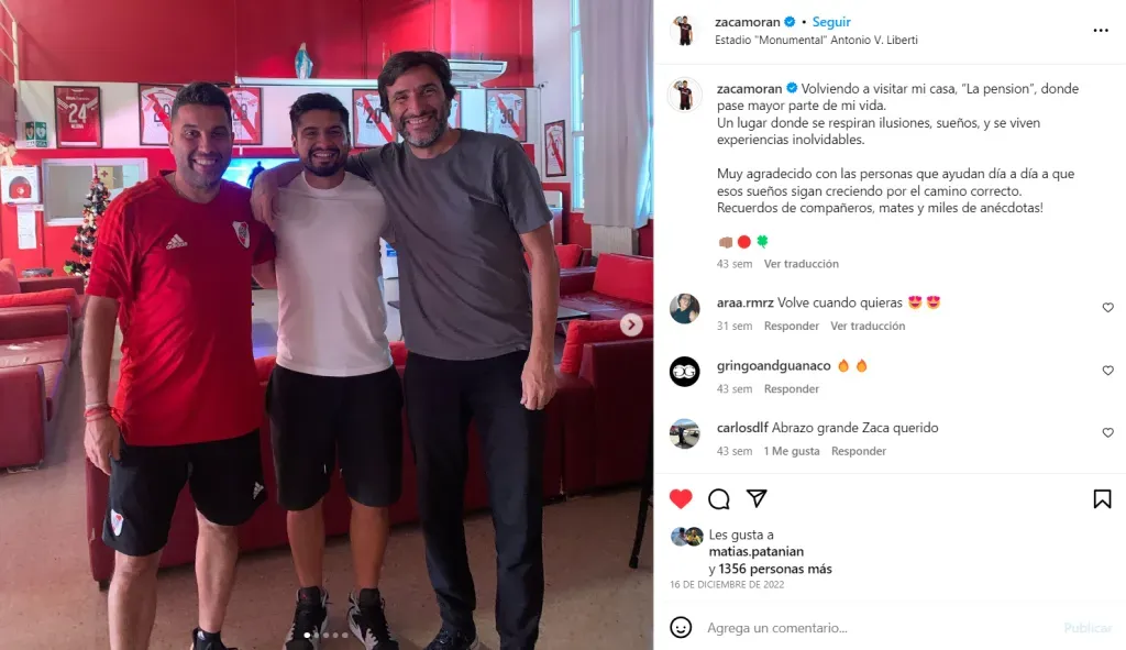 Morán Correa volvió de visita a la pensión de River.