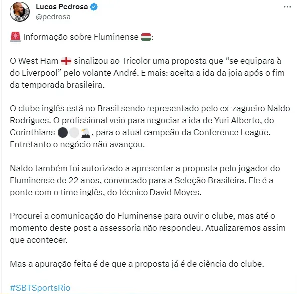 Informação de Lucas Pedrosa