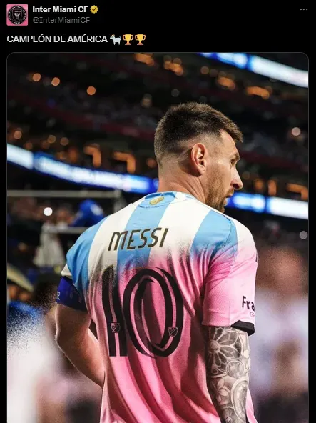 El mensaje de Inter Miami por el título de Messi (X @InterMiamiCF).