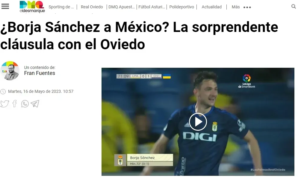 ¿Borja Sánchez al Club León? (Captura El Desmarque)