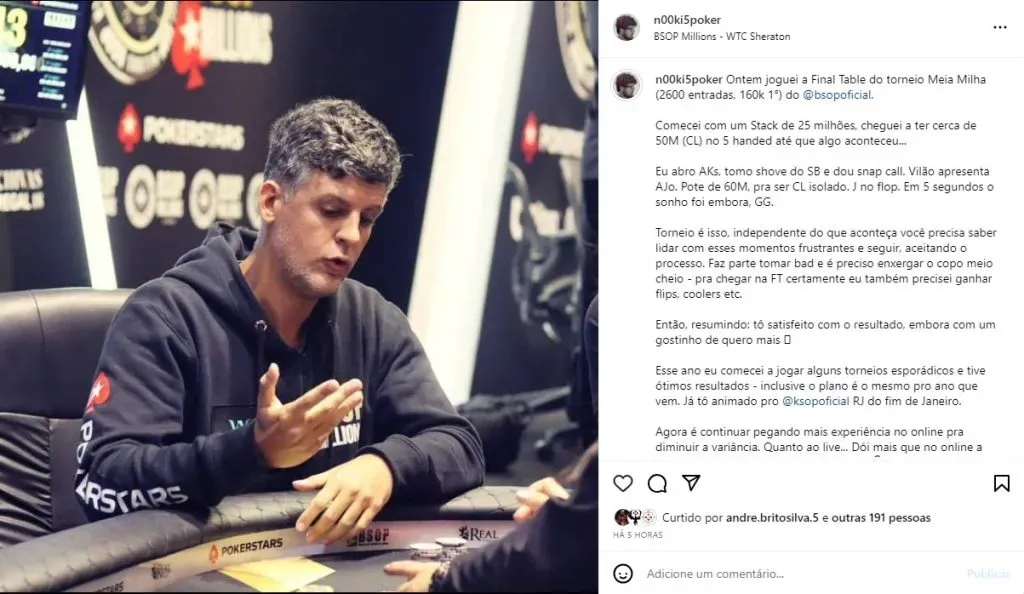 Foto: Reprodução Instagram @n00ki5poker)