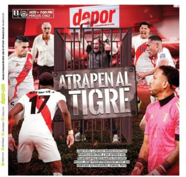 La portada del diario Depor. (Captura).
