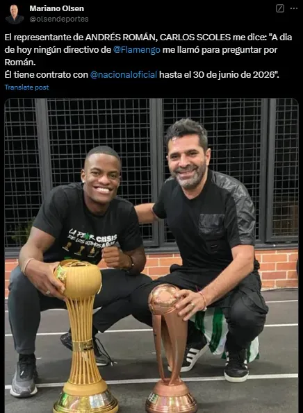 Descartan la salida de Andrés Felipe Román de Atlético Nacional.