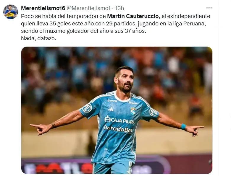 Cauteruccio jugando en Cristal. (Foto: X)