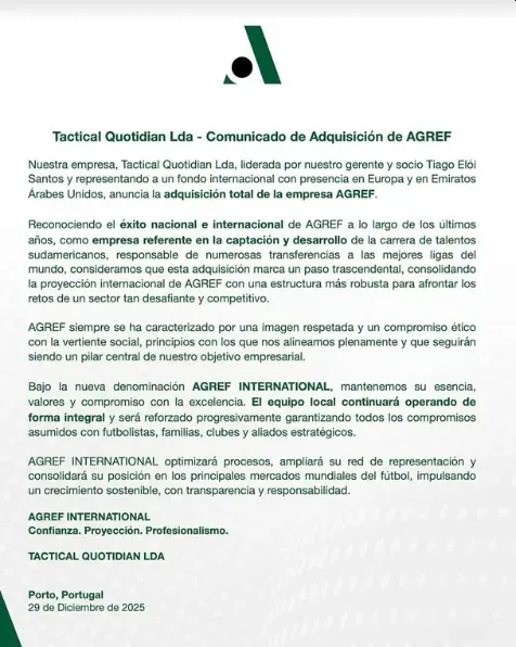 AGREF informó la venta y ahora será AGREF International. (Foto: AGREF)