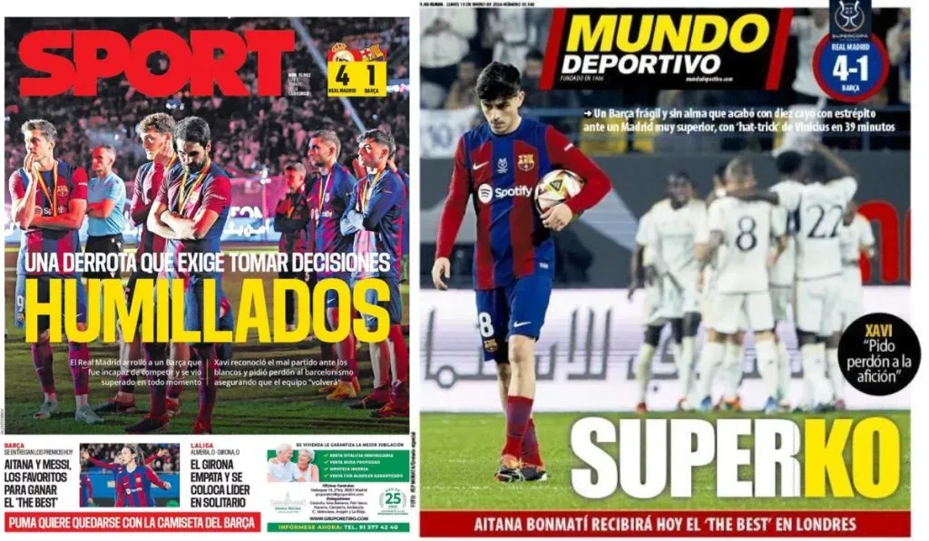 Titulares de la prensa de Barcelona tras la derrota ante Real Madrid en la Supercopa de España: Getty Images