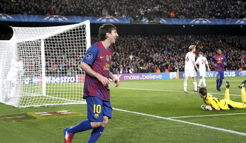 Messi festeja uno de esos goles ante Leverkusen: IMAGO