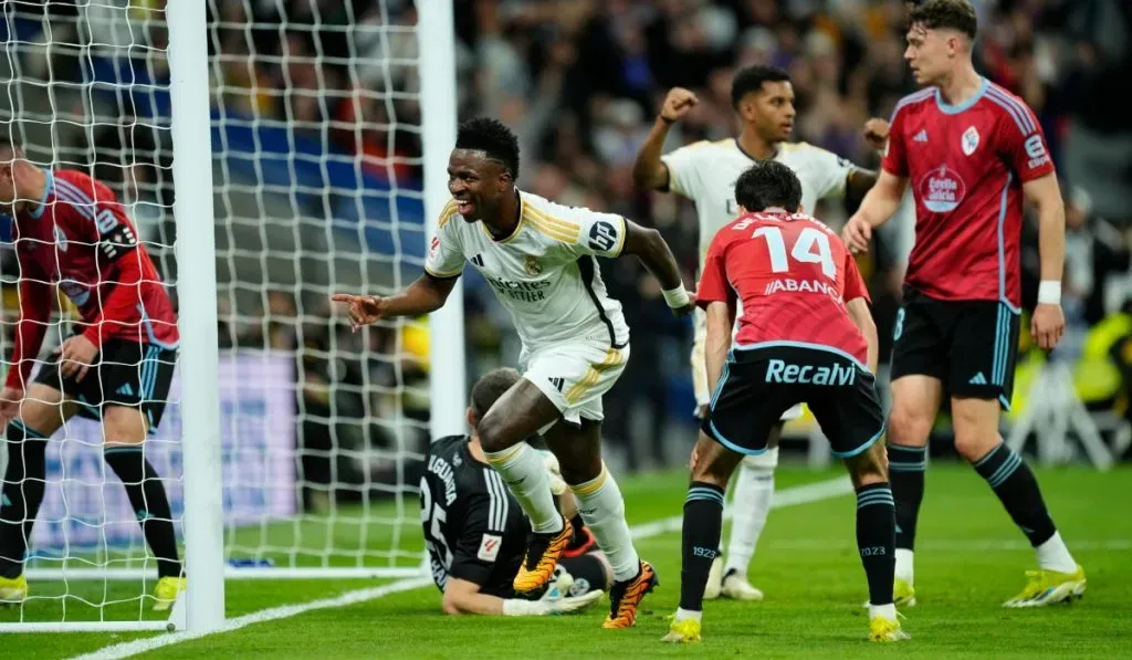 Vinicius festeja su tanto ante Celta con Real Madrid: IMAGO.