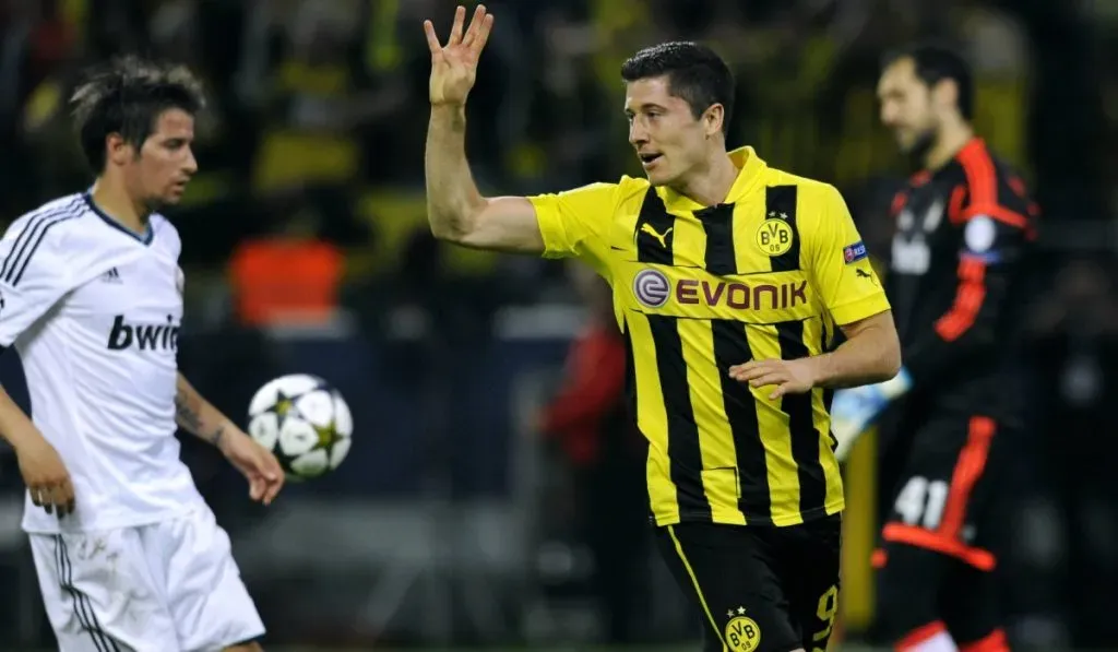 Lewandowski y sus cuatro goles con Dortmund ante Real Madrid en 2013: IMAGO
