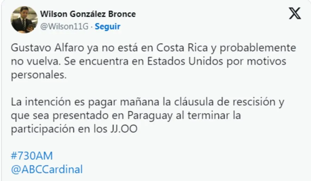 Gustavo Alfaro cada vez más cerca de Paraguay.