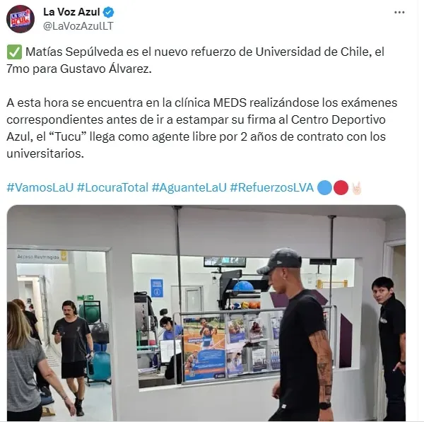 El registro del jugador en una clínica de Santiago. Foto: La Voz Azul.