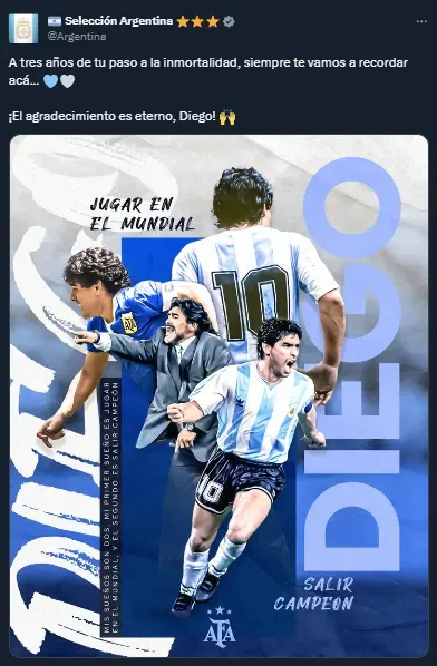 El mensaje de la Selección Argentina (Twitter @Argentina).