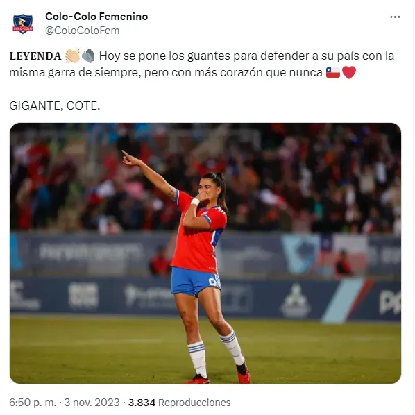 El mensaje de Colo Colo femenino para María José Urrutia.