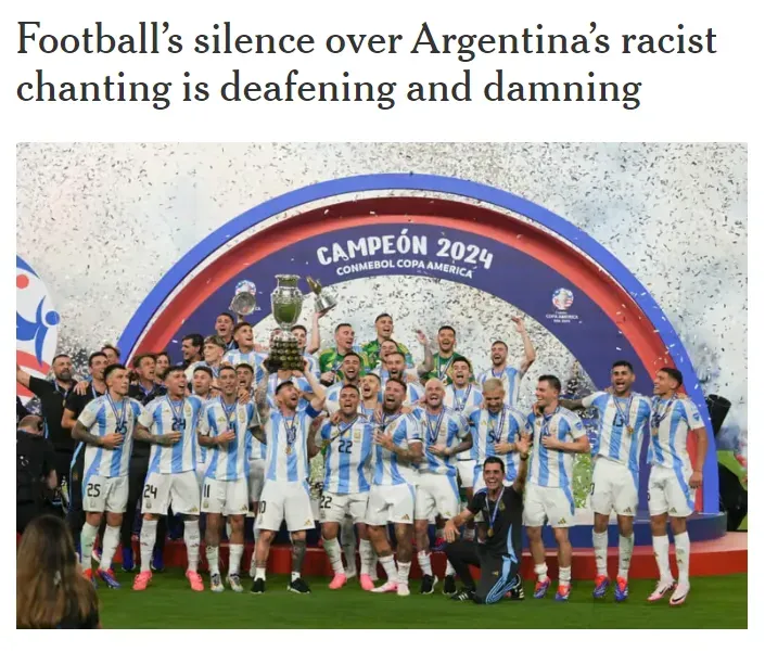 “El silencio del fútbol ante los cánticos racistas en Argentina es ensordecedor y condenatorio”
