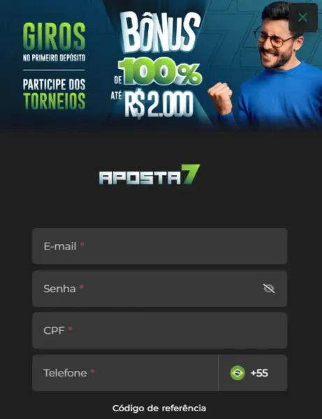 Como abrir conta em Aposta7