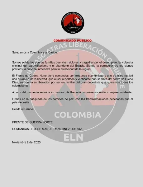 Comunicado oficial ELN