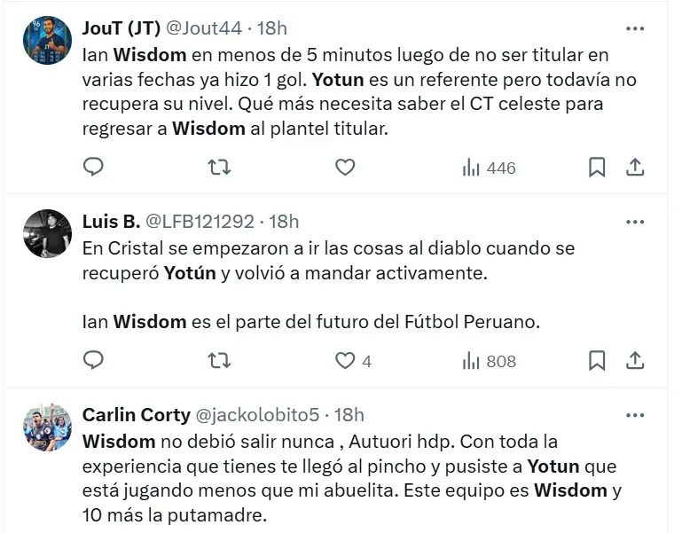 Hinchas de Cristal sobre Yotún y Wisdom. (Foto: Producción Bolavip)