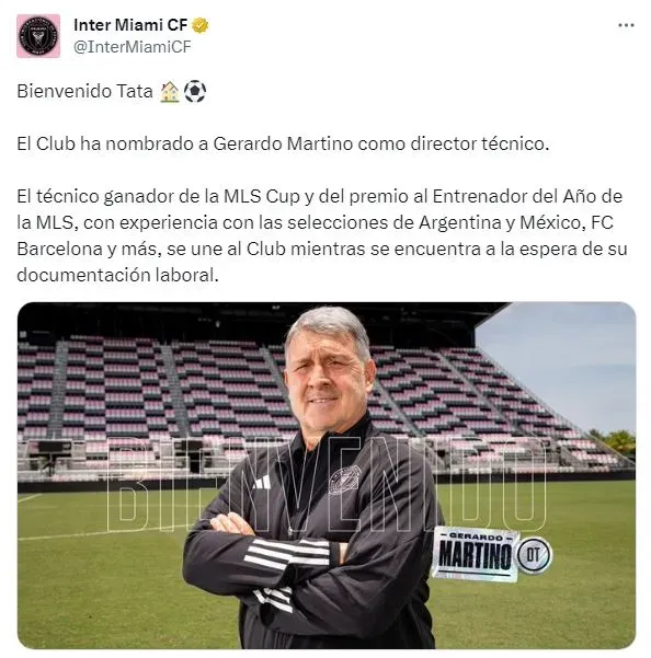 Inter Miami oficializa a Gerardo Martino como su nuevo entrenador (Twitter)