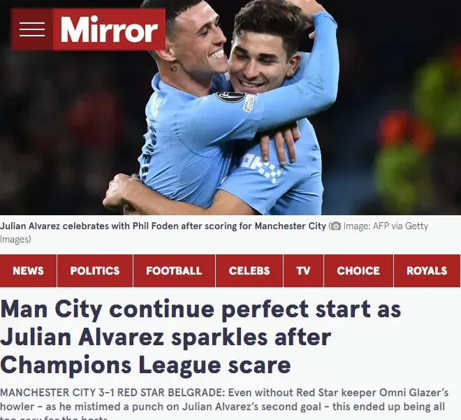 Diario Mirror de Inglaterra.