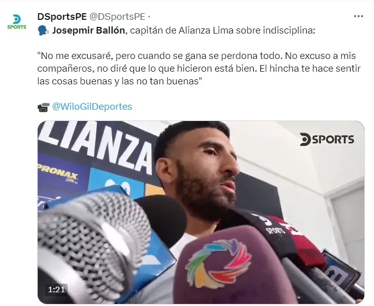 Ballón reveló qué le dijo a los “juergueros” de Alianza. | Créditos: X DSportsPE.