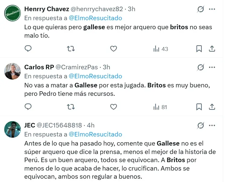 Comentarios sobre Gallese vs. Britos. (Foto: Producción Bolavip)