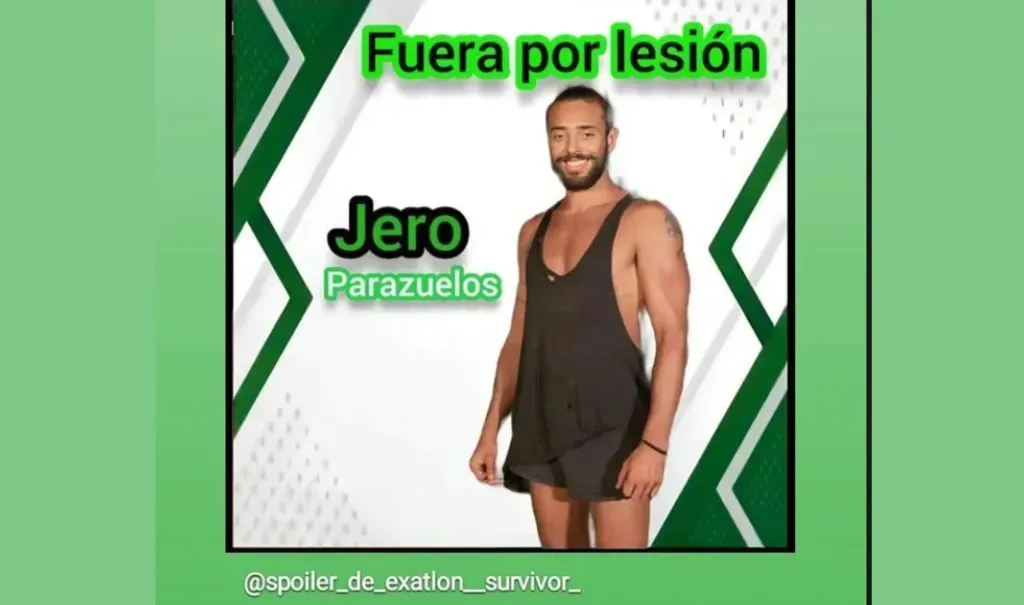 Jero Palazuelos saldría del reality por lesión (Instagram @spoiler_de_exatlon__survivor_)