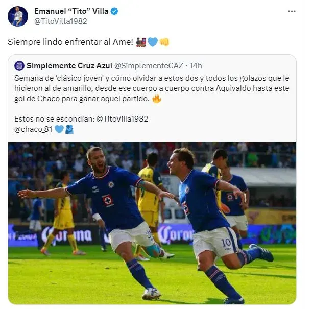 El mensaje de Tito Villa al América en la previa al Clásico Jóven (Twitter)