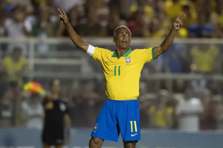 Romário durante partida de masters entre Brasil x Itália – Foto: Lucas Figueiredo/CBF