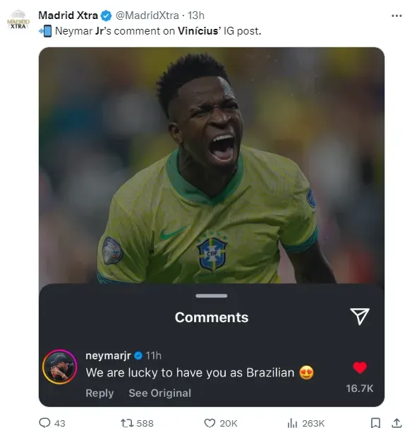 Vinicius is a key player for Brazil and Real Madrid.
