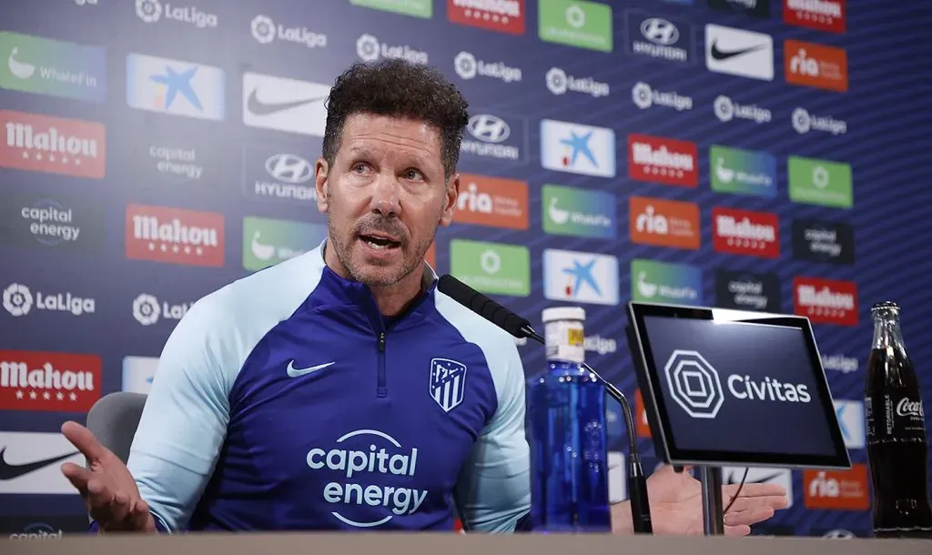 Diego Simeone en la conferencia de prensa del 23 de mayo. @Atleti