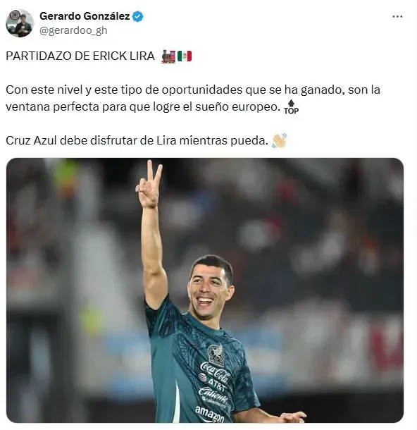 Advierten a Cruz Azul tras la victoria de Erik Lira con el Tri (X)