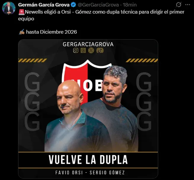Orsi and Gómez head coach duo for Newell's Old Boys