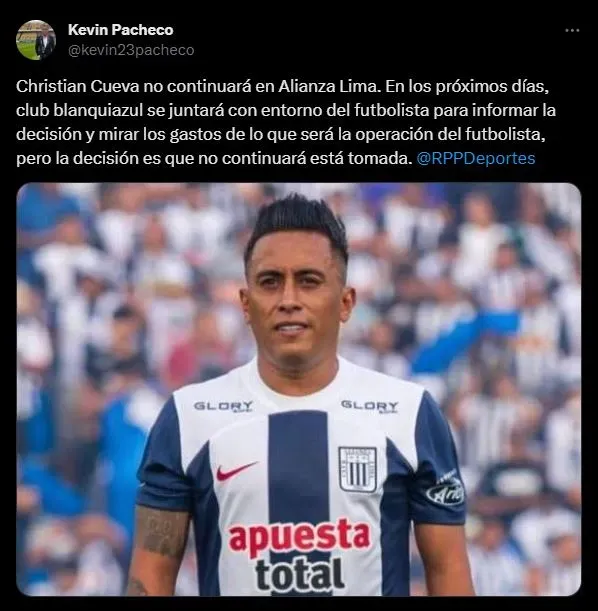 Christian Cueva en las próximas horas sabrá su futuro. (Foto: Twitter).