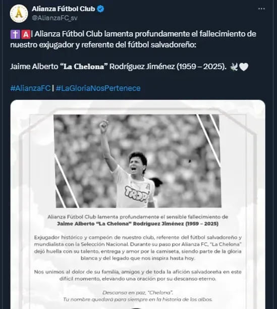 Alianza desde su cuenta oficial de X