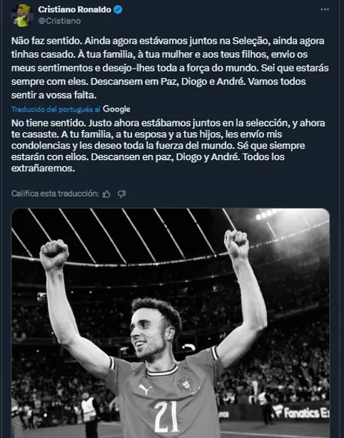Mensaje de Cristiano Ronaldo / X