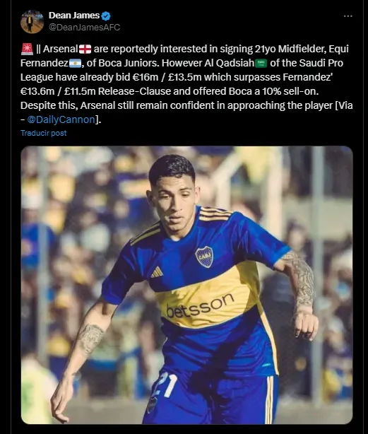 Arsenal quiere a Equi Fernández.