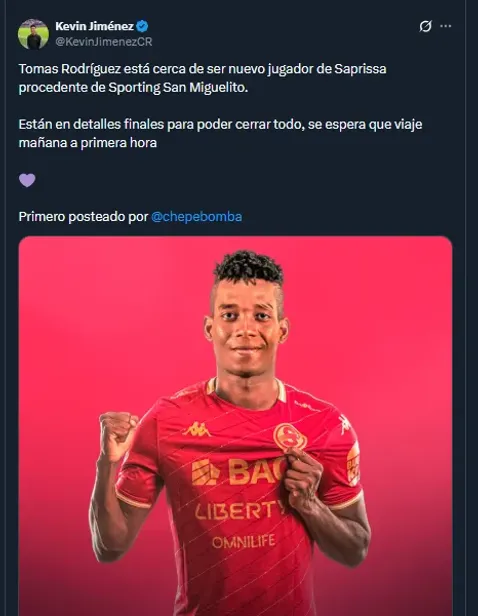 El periodista Kevin Jiménez en su cuenta oficial de X