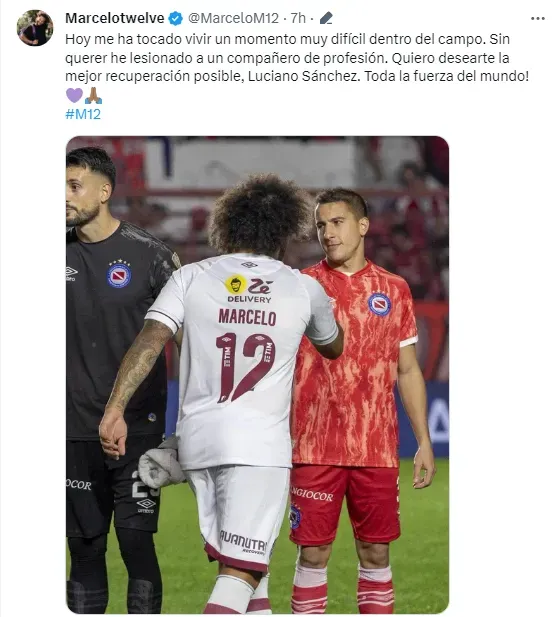 El mensaje de Marcelo a Luciano Sánchez en Twitter.
